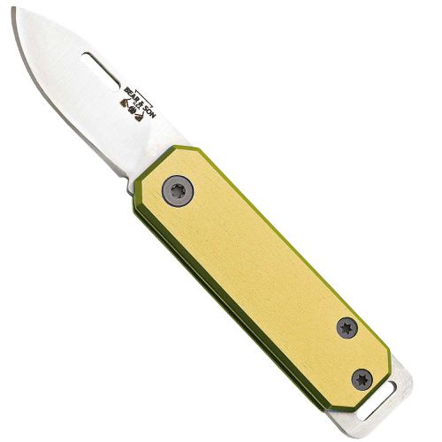 Knife - Aluminum Slip Joint Drop Point Blade Yellow, 2.5 inch / BS109YW - Bear & Son - Modalova