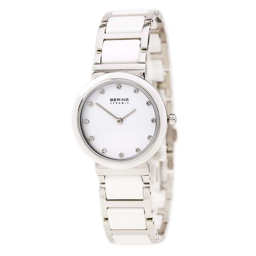 Women's Ceramic White Dial Stainless Steel & Ceramic Bracelet Crystal Watch - Bering - Modalova