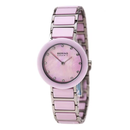 Women's Ceramic Pink MOP Dial Pink Ceramic & Steel Bracelet Watch - Bering - Modalova