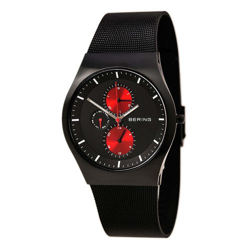 Men's Classic Black Dial Black IP Milanese Steel Mesh Bracelet Watch - Bering - Modalova