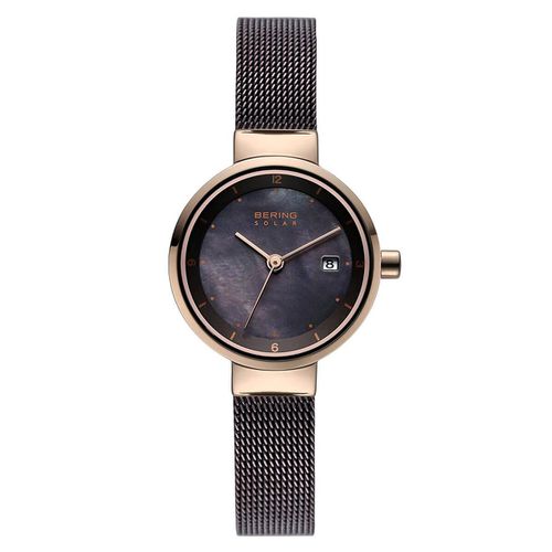 Solar Women's Brown Mesh Bracelet Watch - Bering - Modalova