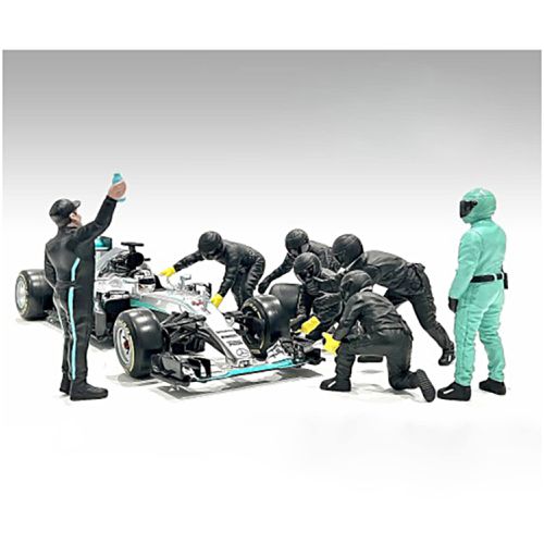 Figure Set - Formula One Pit Crew 7 Black for 1/18 Scale Models - American Diorama - Modalova