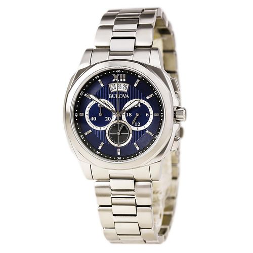 B219 Men's Classic Blue Dial Stainless Steel Bracelet Chronograph Watch - Bulova - Modalova