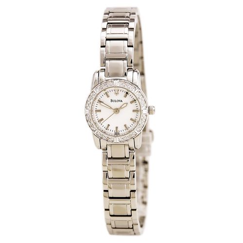 R156 Women's Highbridge Dress Steel Bracelet White Dial Diamond Accented Bezel Watch - Bulova - Modalova