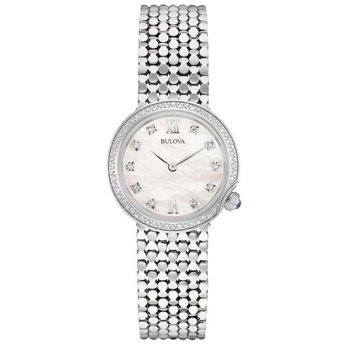 R206 Women's Diamond White MOP Dial Stainless Steel Bracelet Watch - Bulova - Modalova