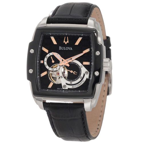 A118 Men's BVA Black Dial Leather Strap Mechanical Automatic Watch - Bulova - Modalova