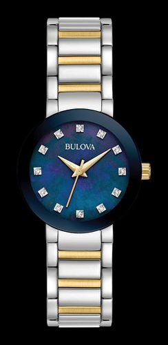 P157 Women's Diamonds Blue MOP Dial Two Tone Steel Watch - Bulova - Modalova