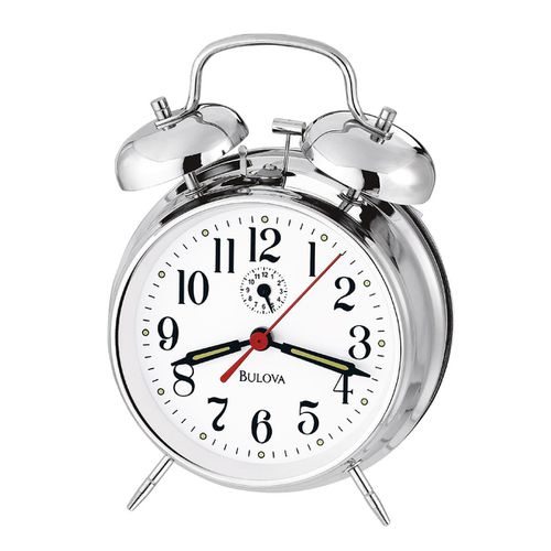 B8127 Bellman II White Dial Silver Brass Finish Alarm Clock - Bulova - Modalova