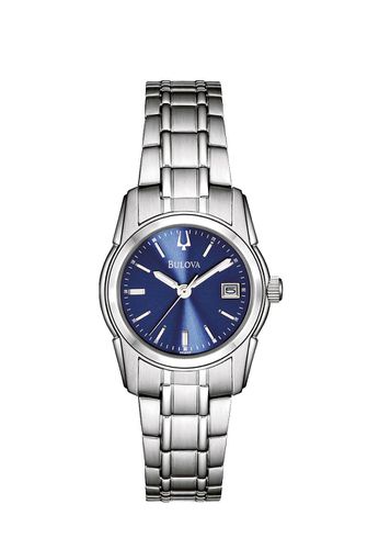 Ladies Blue Dial Date Bracelet Watch 96M107 - Bulova - Modalova