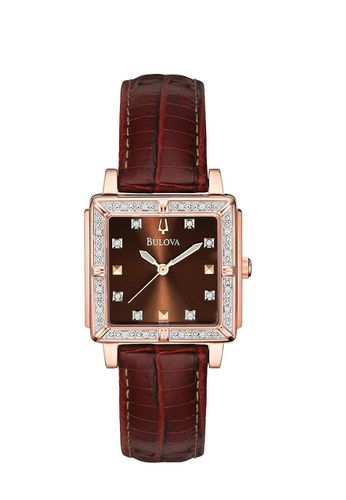 Ladies Diamond Rose Gold Strap Watch 98R134 - Bulova - Modalova
