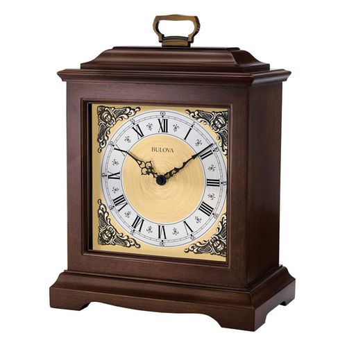 Mantel Clock - Thomaston Brown Cherry Hardwood White & Beige Dial / B1511 - Bulova - Modalova