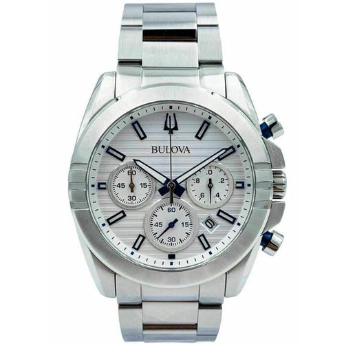 Men's Chronograph Watch - Quartz White Dial Steel Bracelet / 96B307 - Bulova - Modalova