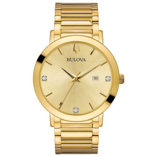 Men's Diamond Watch - Futuro Champagne Dial Yellow Gold Bracelet / 97D115 - Bulova - Modalova