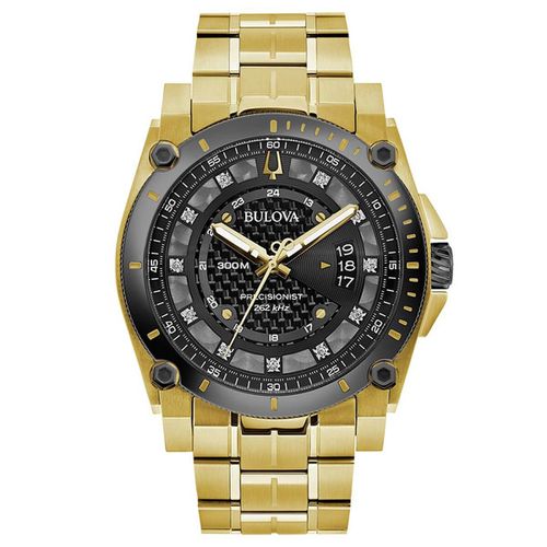 Men's Diamond Watch - Precisionist Yellow Gold Steel Bracelet / 98D156 - Bulova - Modalova