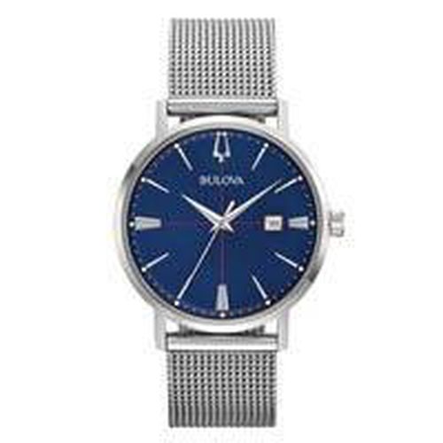Men's Mesh Bracelet Watch - Classic Aerojet Blue Dial Stainless Steel / 96B289 - Bulova - Modalova