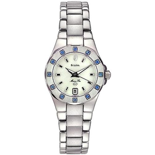 Women's Watch - White Mother of Pearl Dial Stainless Steel Bracelet / 96R23 - Bulova - Modalova