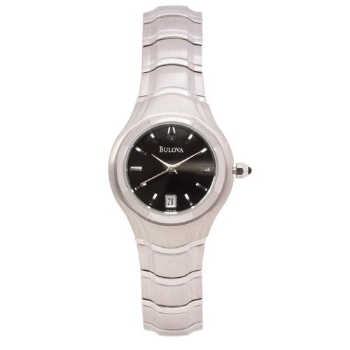 Women's Quartz Watch - Black Dial Silver Stainless Steel Bracelet / 96M33 - Bulova - Modalova