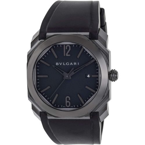 Men's Watch - Octo Ultranero Automatic Black Lacquered Dial Strap / 102737 - BVLGARI - Modalova