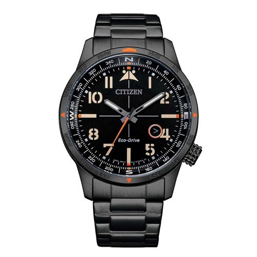 Men's Watch - Eco-Drive Black Dial Stainless Steel Bracelet / BM7555-83E - Citizen - Modalova