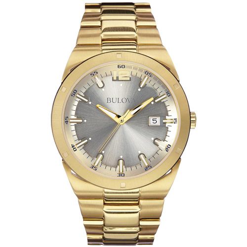 B137 Men's Classic Silver Dial Gold Plated Steel Bracelet Watch - Bulova - Modalova