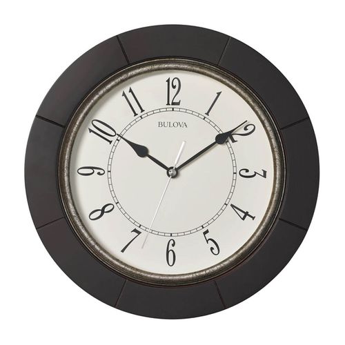 C4256 Espresso Quartz Solid Wood Beige Dial Wall Clock - Bulova - Modalova