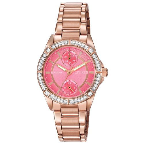 FD3003-58X Women's POV Pink Dial Rose Gold Steel Bracelet Swarovski Crystals Watch - Citizen - Modalova