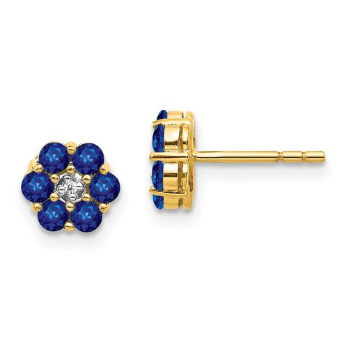K & Rhodium Sapphire & Diamond Post Earrings - Jewelry - Modalova