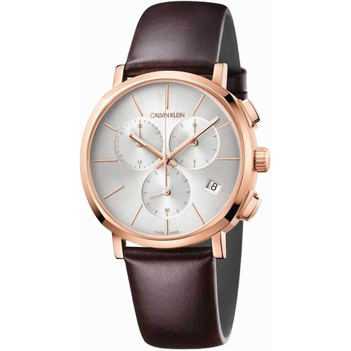 Men's Chronograph Watch - Posh Brown Leather Strap / K8Q376G6 - Calvin Klein - Modalova
