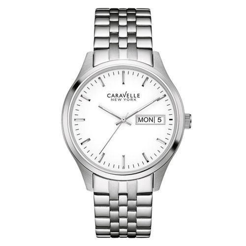 C114 Men's Steel Bracelet Quartz White Watch - Caravelle - Modalova