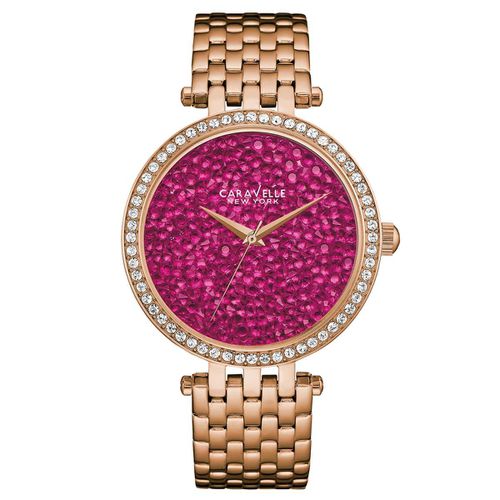 L221 Women's Crystal Fashion Berry Rock Crystal Dial Rose Gold Steel Watch - Caravelle - Modalova