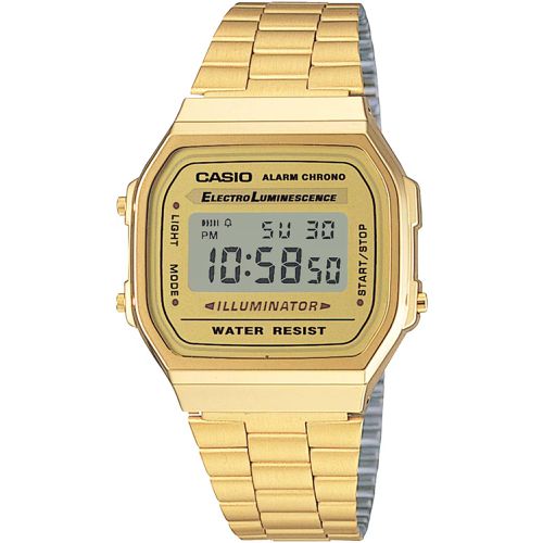 Unisex Digital Watch - Vintage Gold Dial Stainless Steel Bracelet / A168WG-9VT - Casio - Modalova