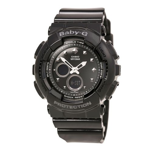 Women's World Time Watch - Baby-G Quartz Resin Strap Black Ana-Digi / BA125-1A - Casio - Modalova