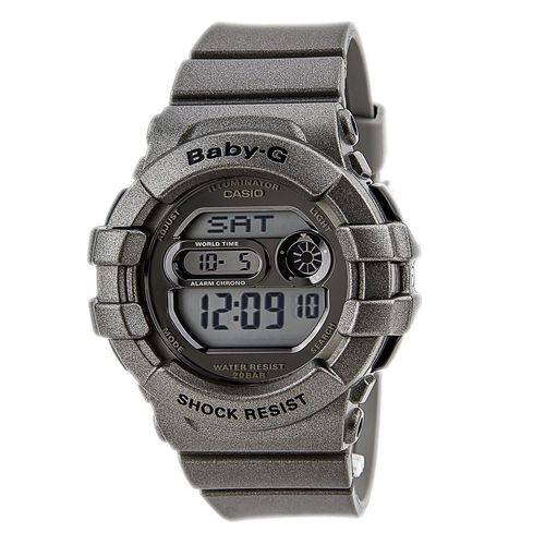 BGD141-8 Women's Baby-G Grey LCD Dial Grey Resin Strap World Time Dive Watch - Casio - Modalova
