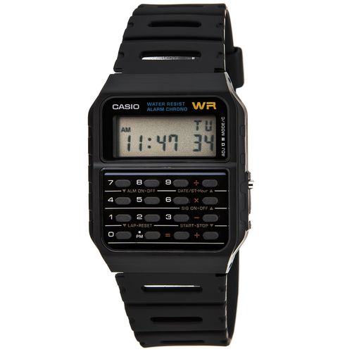 CA53W-1 Men's Databank Black Dial Rubber Strap Calculator Chrono Watch - Casio - Modalova