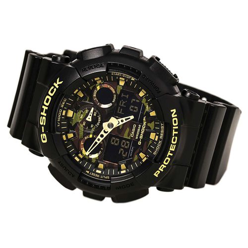 GA100CF-1A9 Men's G-Shock Ana-Digi Camouflage Dial Resin Strap Dive Watch - Casio - Modalova