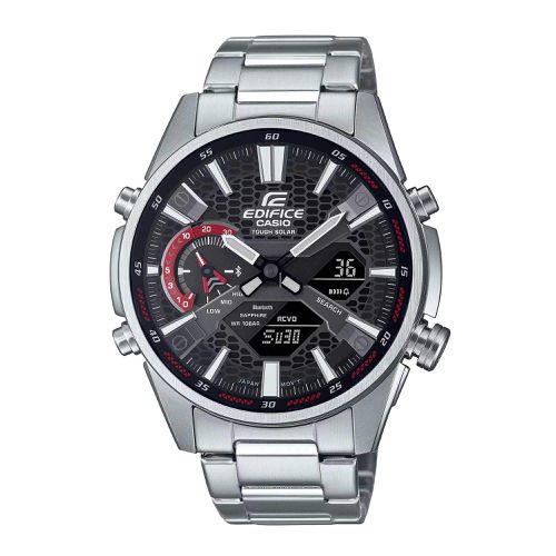 Men's Watch - Edifice World Time Silver Steel Bracelet Bluetooth / ECBS100D-1A - Casio - Modalova