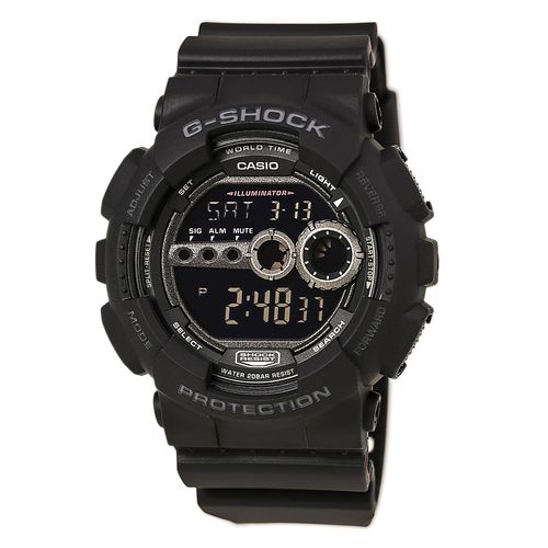 Men's World Time Watch - G-Shock Dive Resin Strap Black Digital Dial / GD100-1B - Casio - Modalova