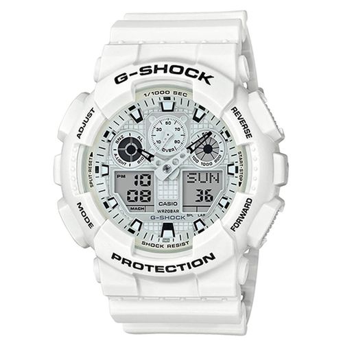 Men's Ana-Digi Watch - G-Shock White Resin Strap / GA100MW-7A - Casio - Modalova