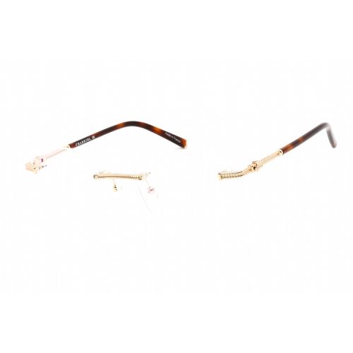 Men's Eyeglasses - Clear Lens Shiny Gold Metal Cat Eye Frame / PC71044 C01 - Charriol - Modalova