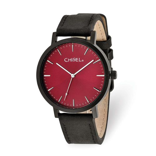 Matte Black IP-plated Red Dial Watch - Chisel - Modalova