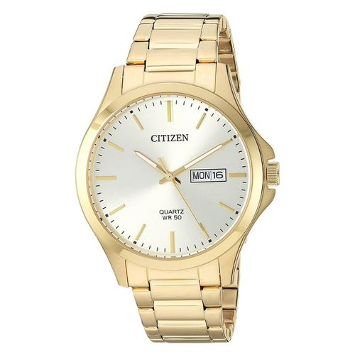 Men's Bracelet Watch - Quartz Champagne Dial Yellow Gold Steel / BF2003-84P - Citizen - Modalova