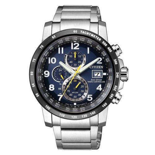 Men's Chronograph Watch - Eco-Drive Radio-Controlled Steel Bracelet / AT8124-91L - Citizen - Modalova