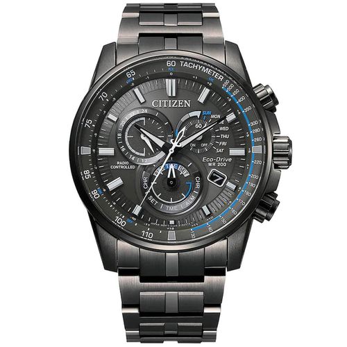 Men's Chronograph Watch - PCAT Black Dial Grey Bracelet Atomic / CB5887-55H - Citizen - Modalova