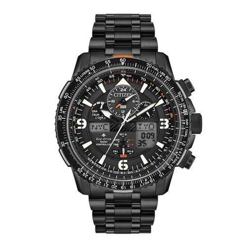 Men's Chronograph Watch - Promaster Skyhawk A-T Black IP Steel / JY8075-51E - Citizen - Modalova