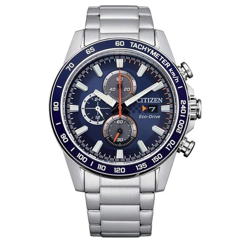 Men's Eco-Drive Watch - Chronograph Blue Dial Silver Bracelet / CA0781-84L - Citizen - Modalova