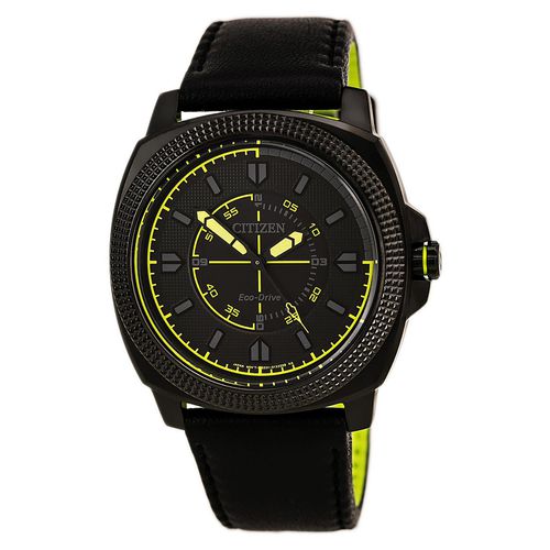 Men's Eco-Drive Watch - CTO Sport Black IP Steel Leather Strap Black Dial - Citizen - Modalova