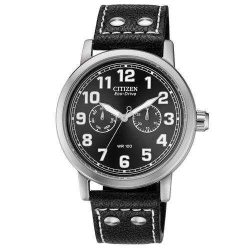 AO9030-21E Men's Avion Black Leather Watch - Citizen - Modalova