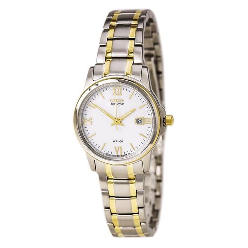 EW1914-56A Women's White Dial Two Tone Stainless Steel Bracelet Watch - Citizen - Modalova