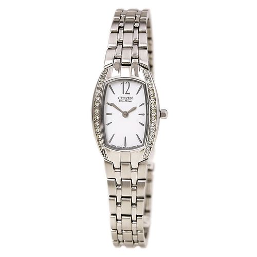EW9960-55A Women's Silhouette Crystal White Dial Steel Bracelet Eco-Drive Watch - Citizen - Modalova