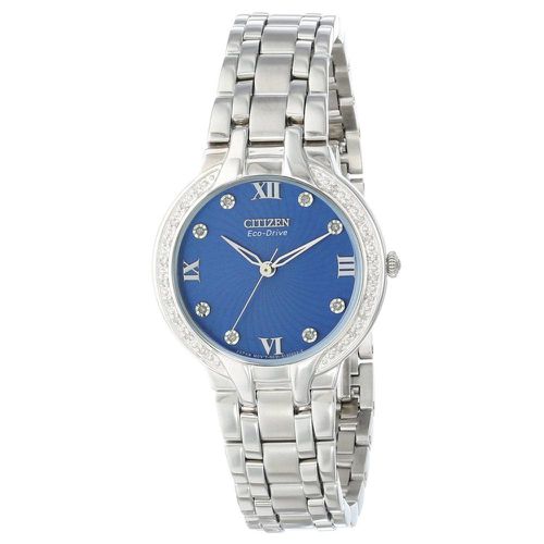 EM0120-58L Women's Bella Eco-Drive Periwinkle Blue Dial Steel Bracelet Diamond Watch - Citizen - Modalova